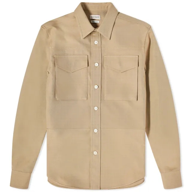 Alexander McQueen Men's Military Pocket Shirt Beige