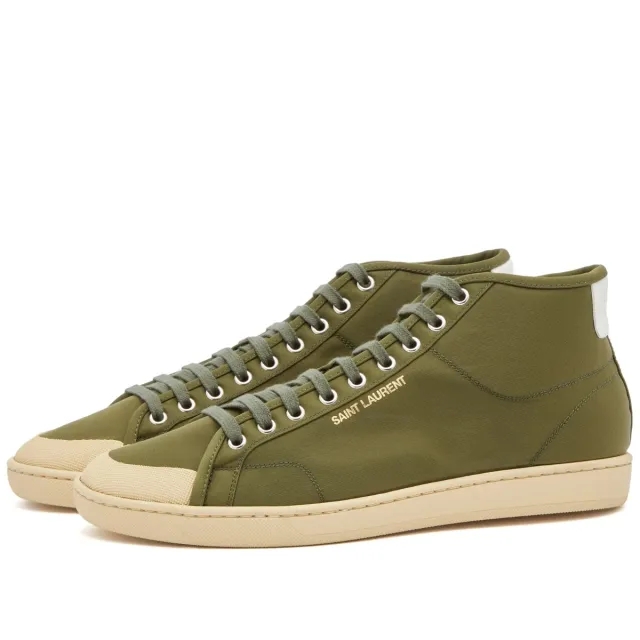 Saint Laurent Men's SL-39 Mid Top Sneaker Kiwi Cake/Coffee White