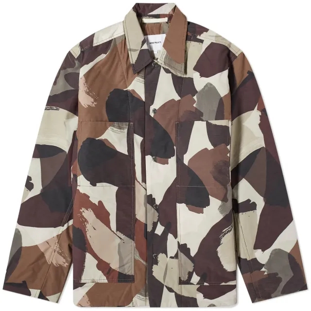 Norse Projects Men's Pelle Camo Nylon Insulated Jacket Espresso