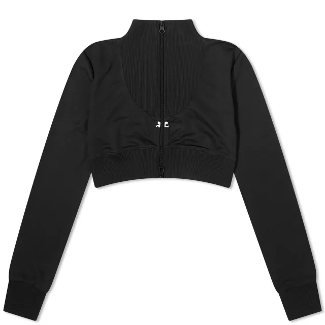 Courrèges Women's Maxi Rib Tracksuit Cropped Jacket Black