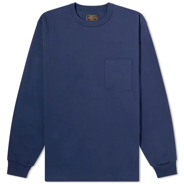 Beams Plus Men's Long Sleeve Pocket T-Shirt Navy
