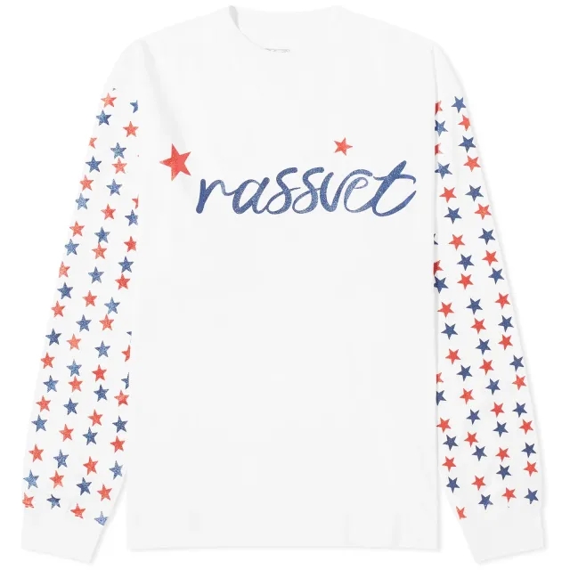 RASSVET Men's Sparkle Logo Long Sleeve T-Shirt White