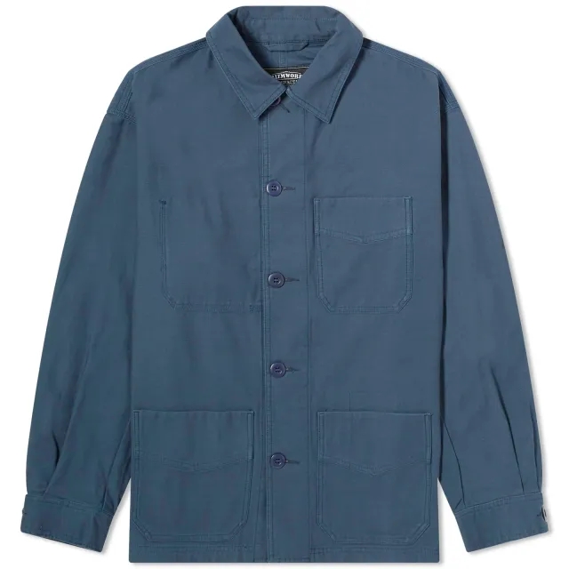 FrizmWORKS Men's Back Satin French Work Jacket Blue