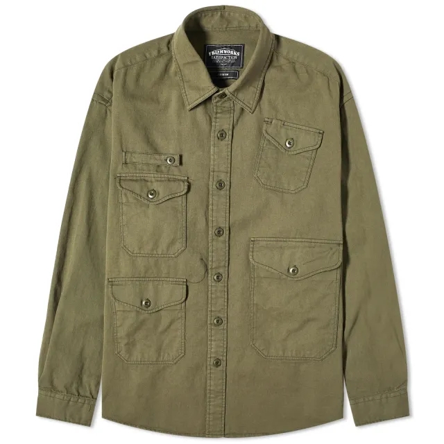 FrizmWORKS Men's Utility Pocket Shirt Jacket Olive
