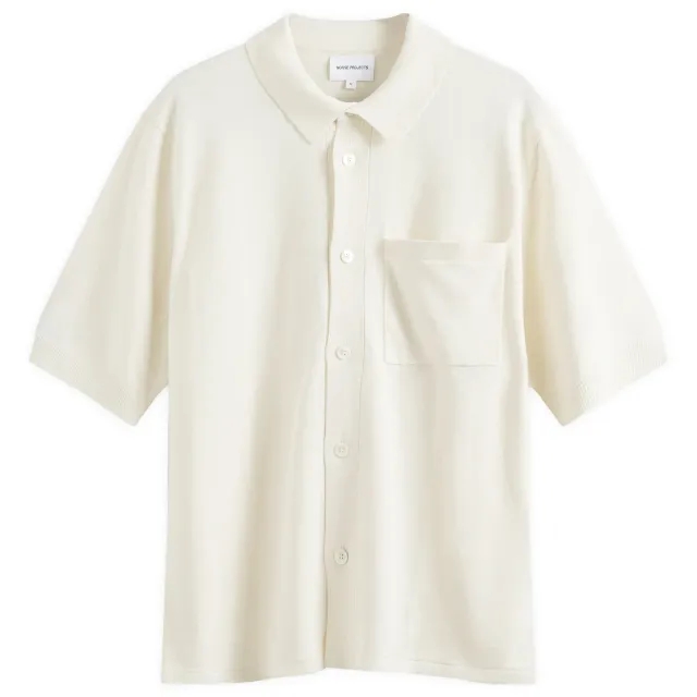 Norse Projects Men's Rollo Full Button Knit Polo Kit White
