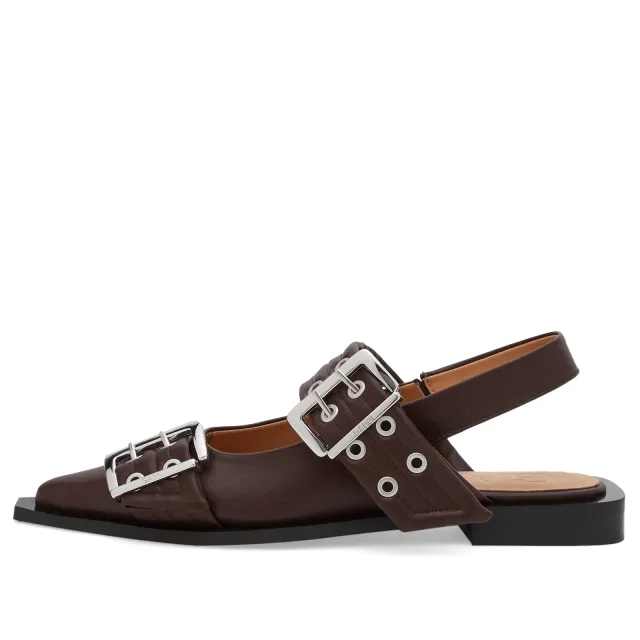 GANNI Women's Ballerina Shoe Chocolate Fondant