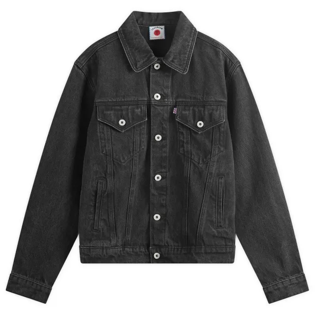 ICECREAM Men's Running Dog Denim Trucker Jacket Black