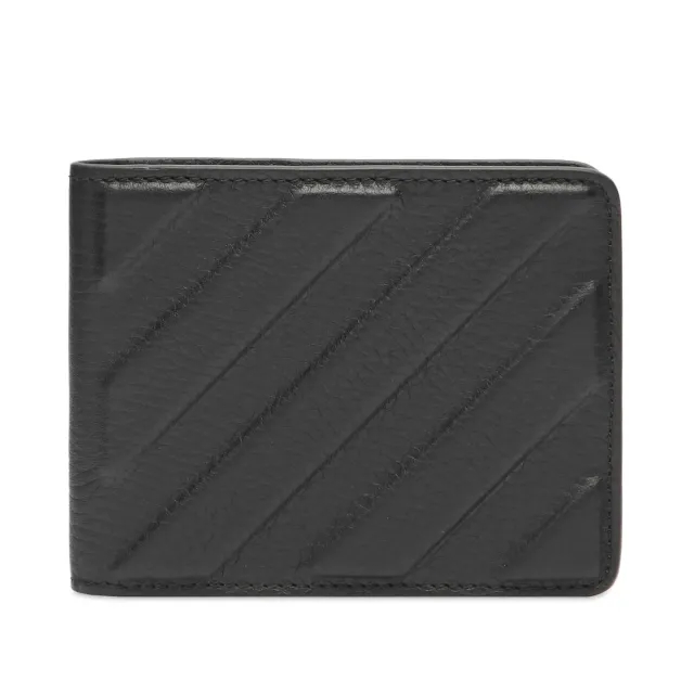 Off-White Men's Chevron Bifold Leather Wallet Black
