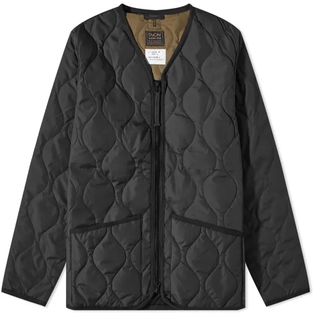 Taion Men's Military Zip V-Neck Down Jacket Black
