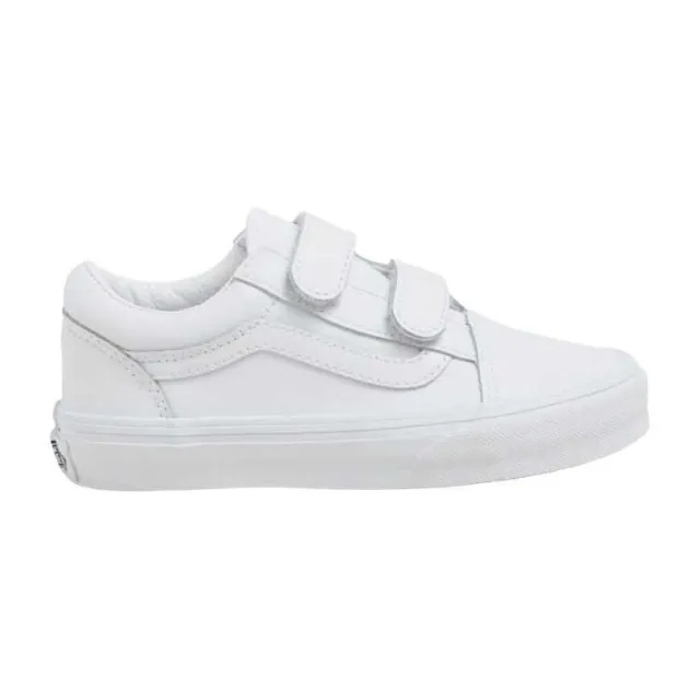 Vans - Kids Old Skool Hook And Loop Classic Tumble Shoes (4-8 Years), White
