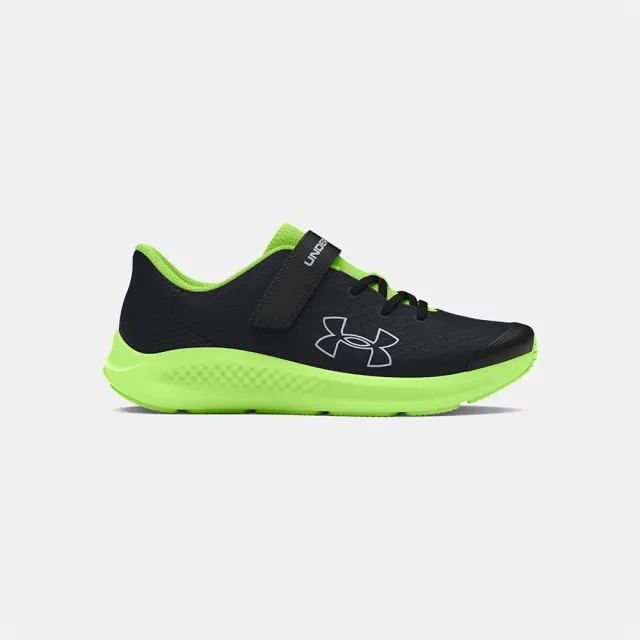 Boys' Pre-School  Under Armour  Pursuit 3 AC Big Logo Running Shoes Black / Morph Green / Mod Gray 2.5