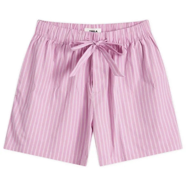 Tekla Fabrics Tekla Sleep Shorts Purple Pink Stripes