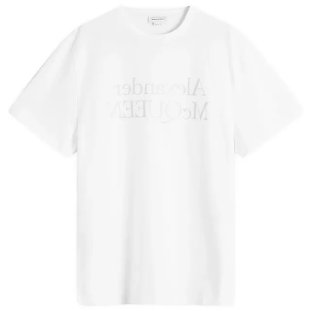 Alexander McQueen Men's Reflective Reverse Logo T-Shirt White / Silver