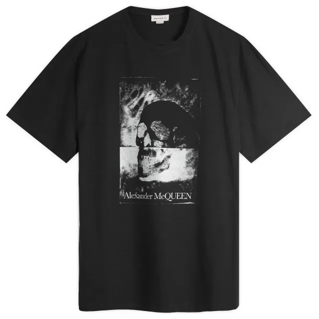 Alexander McQueen Men's Silver Skull Print T-Shirt Black / Silver
