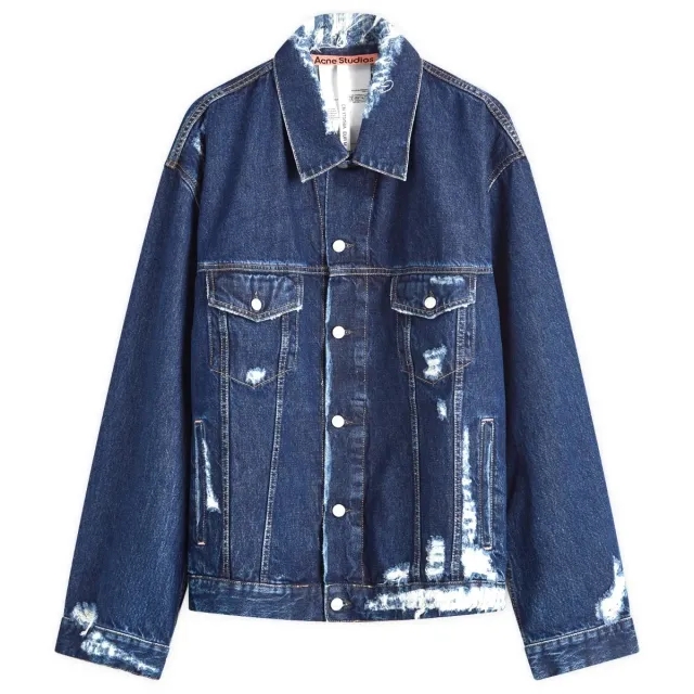 Acne Studios Men's Robert Distressed Denim Jacket Mid Blue