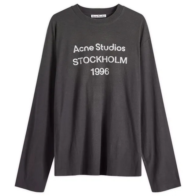 Acne Studios Men's Edden 1996 Logo Long Sleeve T-Shirt Faded Black