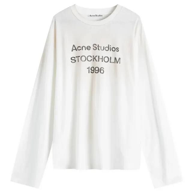 Acne Studios Men's Edden 1996 Logo Long Sleeve T-Shirt Dusty White