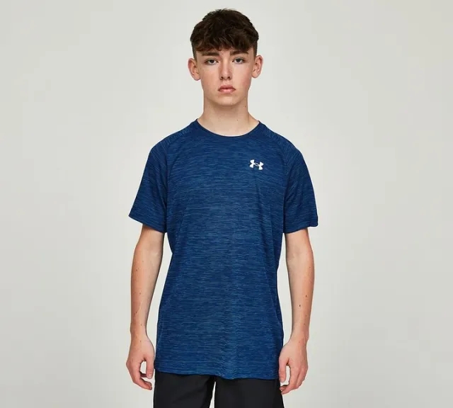Under Armour Junior Tech Textured Short Sleeved T-Shirt - Navy - Size XL/B - Navy