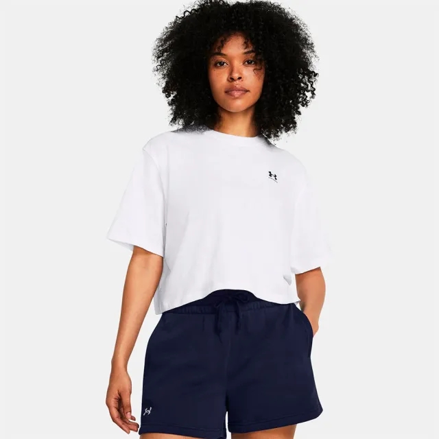 Women's  Under Armour  Boxy Crop Logo Short Sleeve White / Black XL