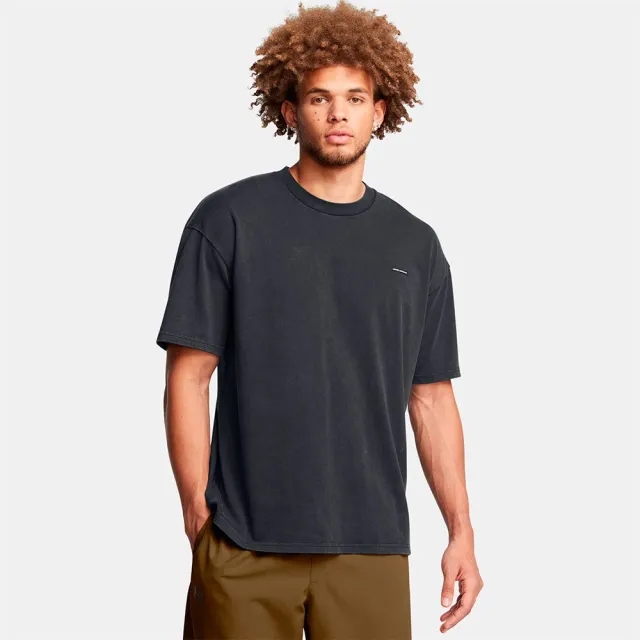 Men's  Under Armour  Heavyweight Oversized Logo Wash Short Sleeve Black / White XXL