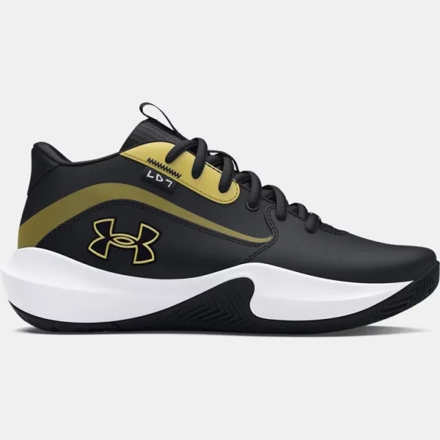Grade School  Under Armour  Lockdown 7 Basketball Shoes Black / Black / Metallic Gold 6 (EU 40)