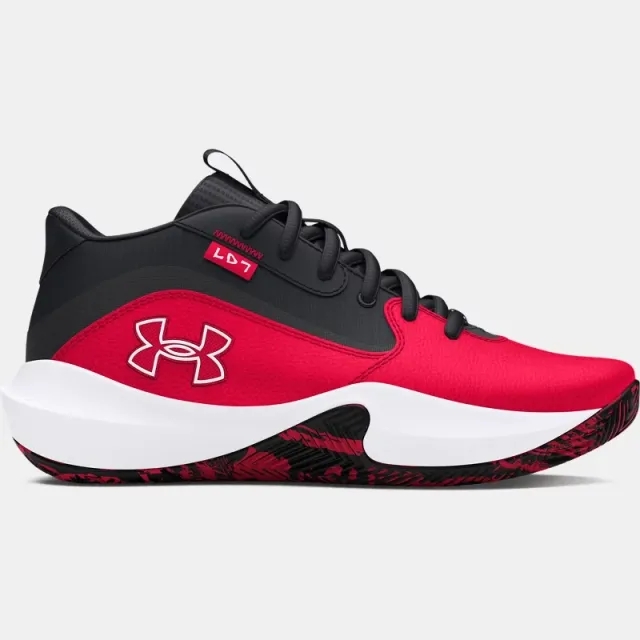 Grade School  Under Armour  Lockdown 7 Basketball Shoes Red / Black / White 6 (EU 40)