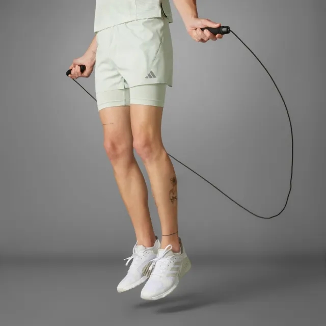 Adidas Performance Heat. Rdy Two-In-One Hiit Shorts In Linen Green