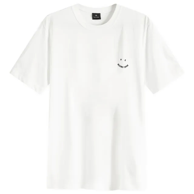 PS Paul Smith Organic Cotton Regular Fit Happy Logo T-Shirt, White