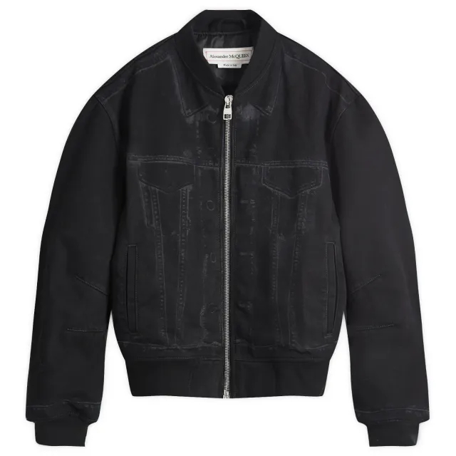 Alexander McQueen Men's Denim MA-1 Bomber Jacket Black