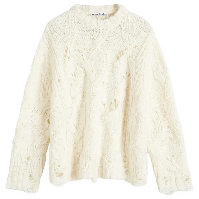 Acne Studios Women's Cable Knit Sweater Pale Beige