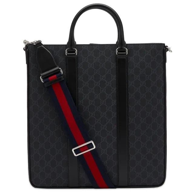 Gucci Men's GG Leather Tote Bag Black