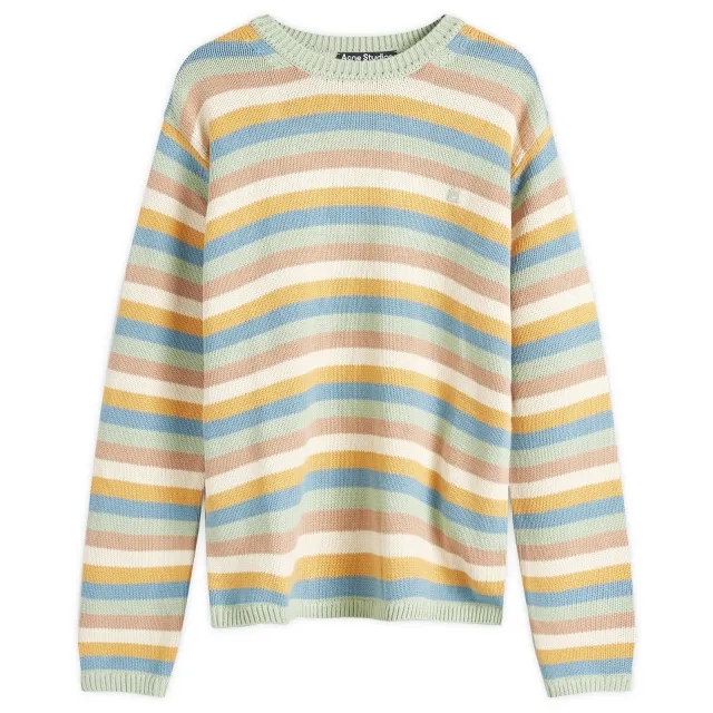 Acne Studios Men's Kripes Cotton Stripe Jumper Mint Green/Multi