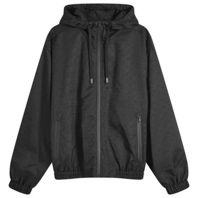 Gucci Men's GG Jacquard Hooded Jacket Black