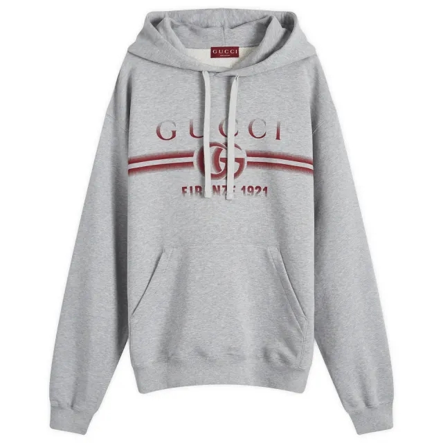 Gucci Men's Interlocking Logo Hoodie Grey Melange
