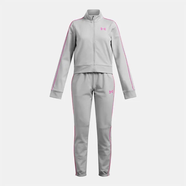 Girls'  Under Armour  Icon Knit Crop Tracksuit Mod Gray / Rebel Pink YXL (63 - 67 in)