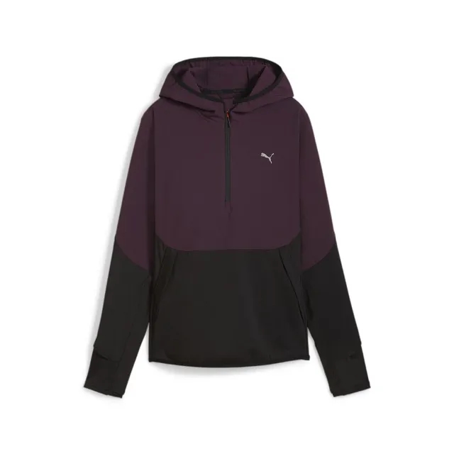PUMA Seasons Hybrid Half Zip Women Shirt, Black/Midnight Plum