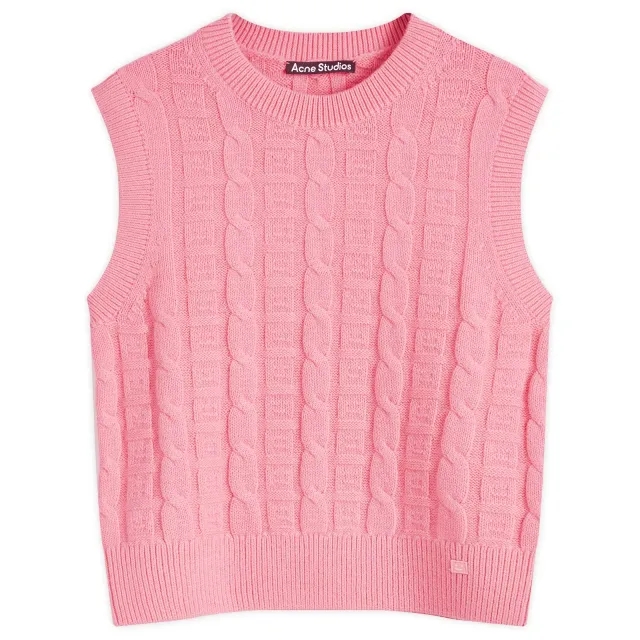 Acne Studios Women's Face Knitted T-Shirt Tango Pink