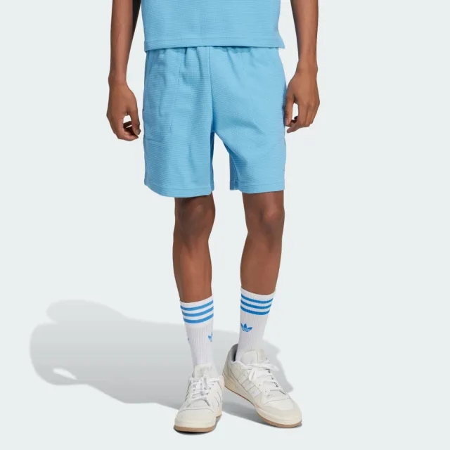Adidas Originals Essentials Trefoil Waffle Shorts In Light Blue