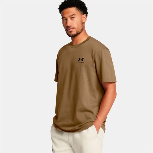 Men's  Under Armour  Logo Embroidered Heavyweight Short Sleeve Coyote / Black M