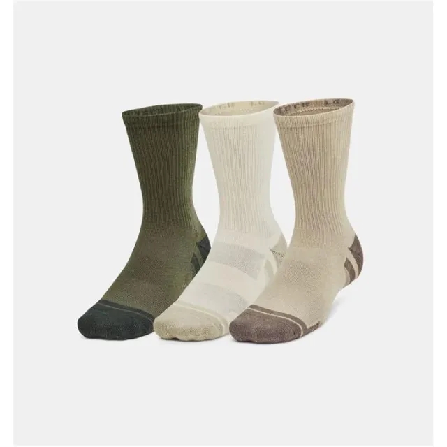 Unisex  Under Armour  Performance Tech 3-Pack Crew Socks City Khaki / Ivory Dune / Taupe Dusk M