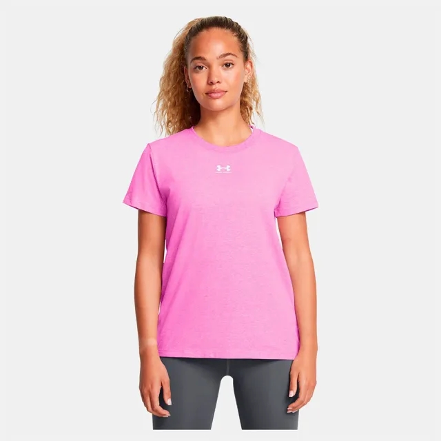 Women's  Under Armour  Rival Core Short Sleeve Vivid Magenta / White XS
