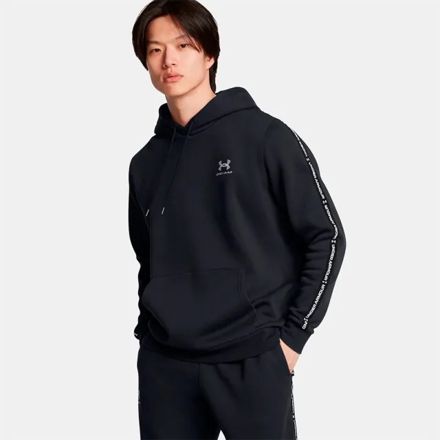 Men's  Under Armour  Icon Fleece Taping Hoodie Black / White XXL