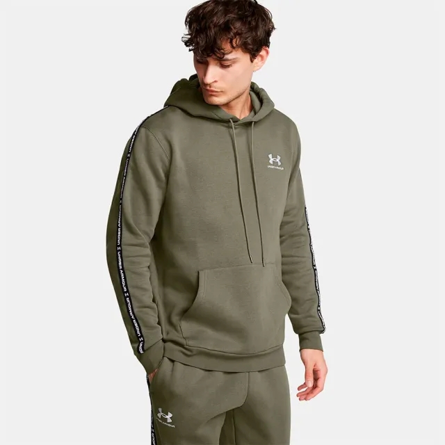 Men's  Under Armour  Icon Fleece Taping Hoodie Marine OD Green / White XXL