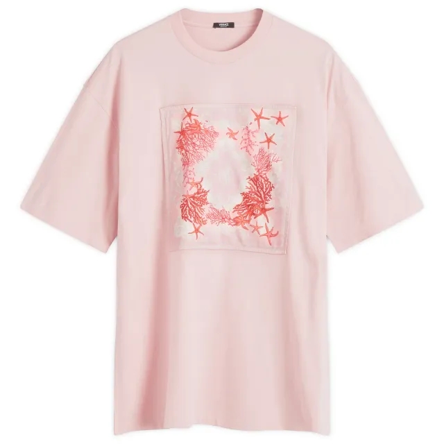 Versace Women's Logo Print T-Shirt Dusty Rose/Multicolor