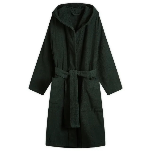 Tekla Fabrics Terry Hooded Bathrobe Forest Green