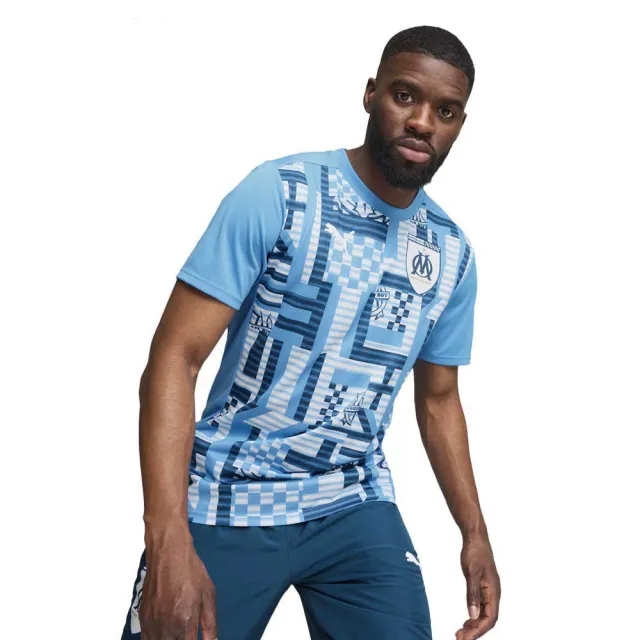 Marseille Pre-Match SS Shirt (Bleu Azur) 2024-2025 Men's Blue Made By: Puma