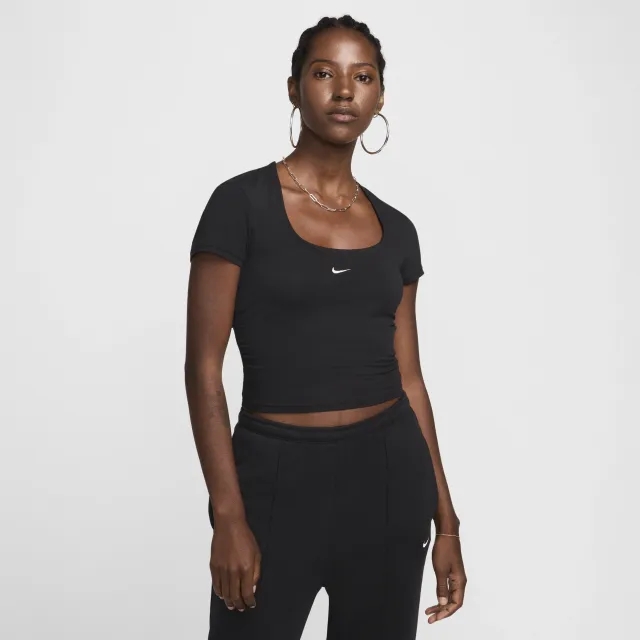 Nike Sportswear Chill Knit Women's Short-Sleeve Square-Neck Top - Black