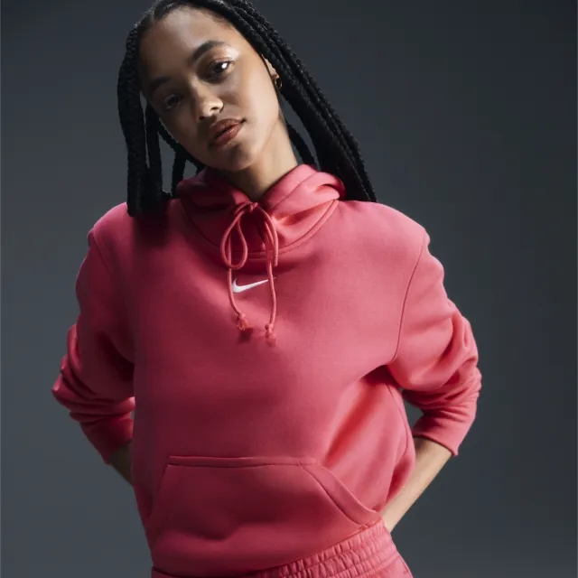 Nike Sportswear Phoenix Fleece Women's Pullover Hoodie - Pink - Cotton/Polyester
