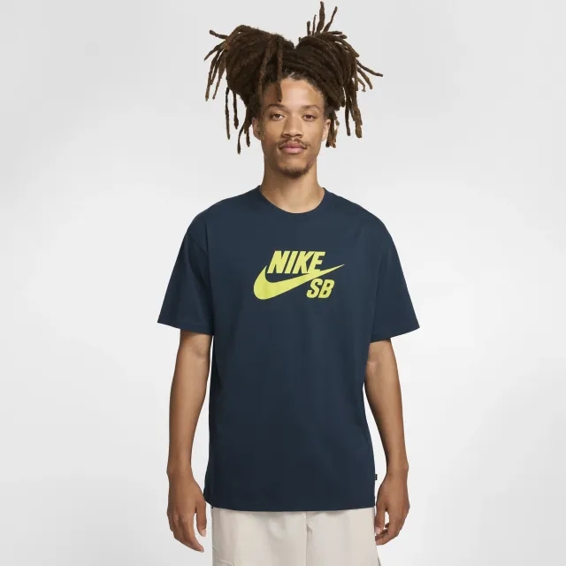 Nike SB Men's Logo Skate T-Shirt - Blue - Cotton