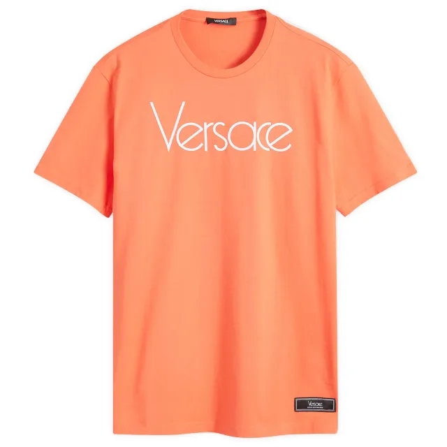 Versace Women's Embroidered Logo T-Shirt Coral/White